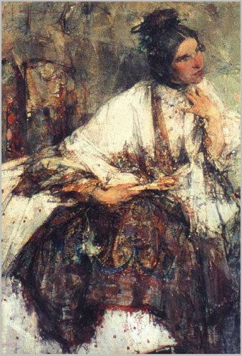 М-llе Сапожникова с шалью. 1908.