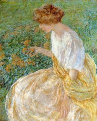 Р.Рид, Желтые цветы. Жена художника в саду, 1908