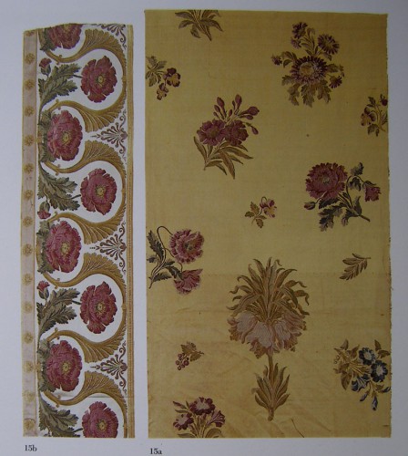 Satin jaune seme de fleures eparses