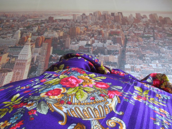 Платок с просновками, 146 х 146, "Утреннее сияние" 1021-15, Автор: Аболихин Константин