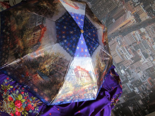 Платок с просновками, 146 х 146, "Утреннее сияние" 1021-15, Автор: Аболихин Константин