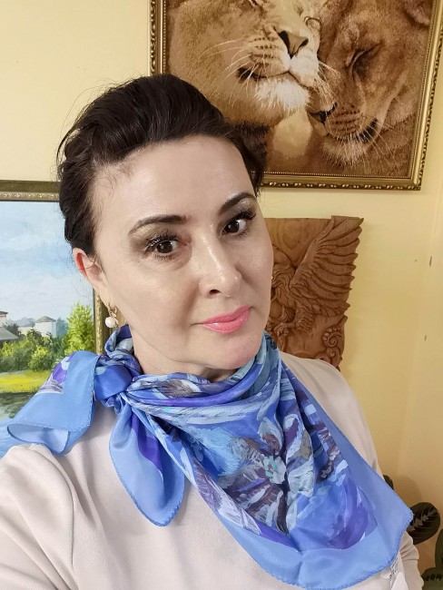 Платок шёлковый, крепдешин, Нюанс, вид 13,65х65,Иконникова Любовь