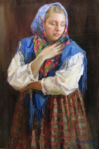 Полина Лучанова  Девушка в голубом платке