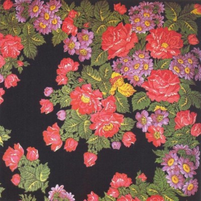 Рыжов С.П. Шаль &quot;Розы и ромашки&quot;. 1967г. Фрагмент. г. Павловский Посад