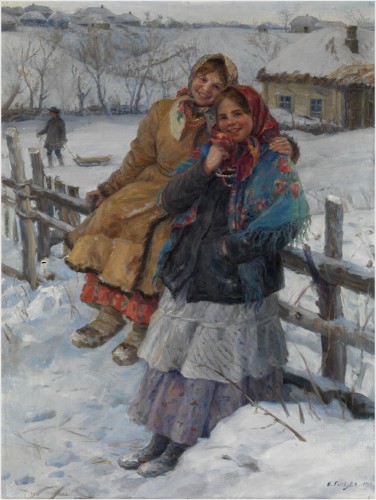 Две девушки на снегу 1931.jpg