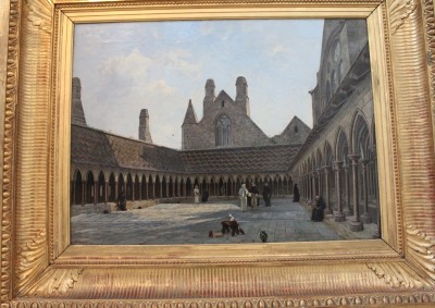 Emmanuel Lansyer (1835-1893). Le Cloître du Mont Saint Michel. 1881 (вспомните внутренний дворик с колоннадой в аббатстве Мон-сен-Мишель - на картине он самый в 1881 г.)