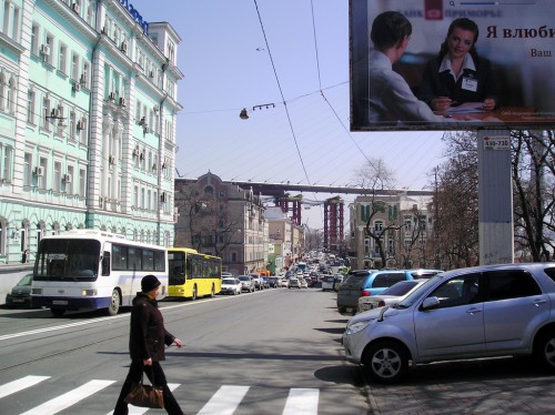 А вот и мост... Поначалу он казался страшным монстром, совершенно не вписывающимся в облик старого Владивостока. Но вот его стали постепенно освобождать от временных опор - тяжёлая неуклюжая конструкция заметно "легчает". Кто знает, возможно, он будет не так уж и плох?